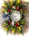 32" Welcome to Our Home Colorful Wreath-New
