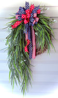 32" Americana Saw Grass Wreath- Mixed Americana Bow