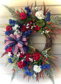 32" Americana Patriotic Wreath - Red White and Blue